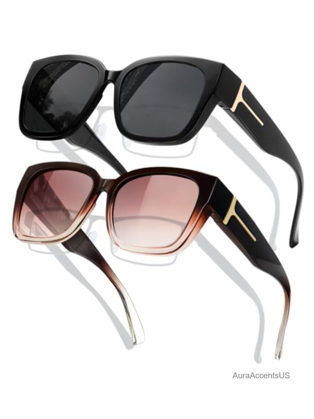 Oversized Square Fit Over Polarized UV400 Sunglasses 2 Pack